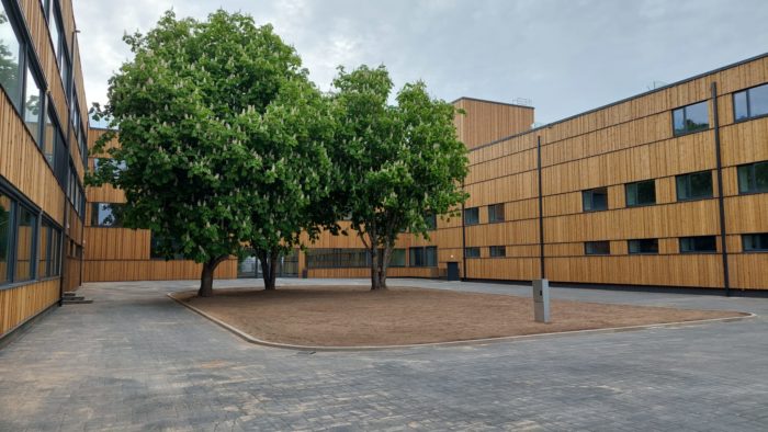 Carnikavas pamatskolas ēka ar kokiem